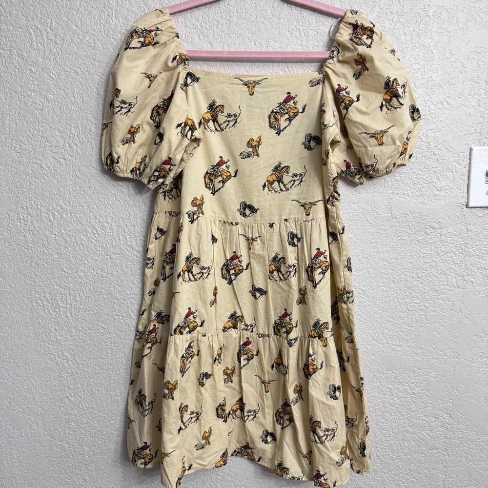 Tasha Polizzi Cream Dress with Equestrian Print